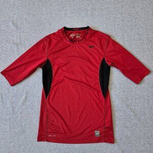 Nike Pro Combat Hyperwarm Compression Shirt Red Mens Size Large Base Layer